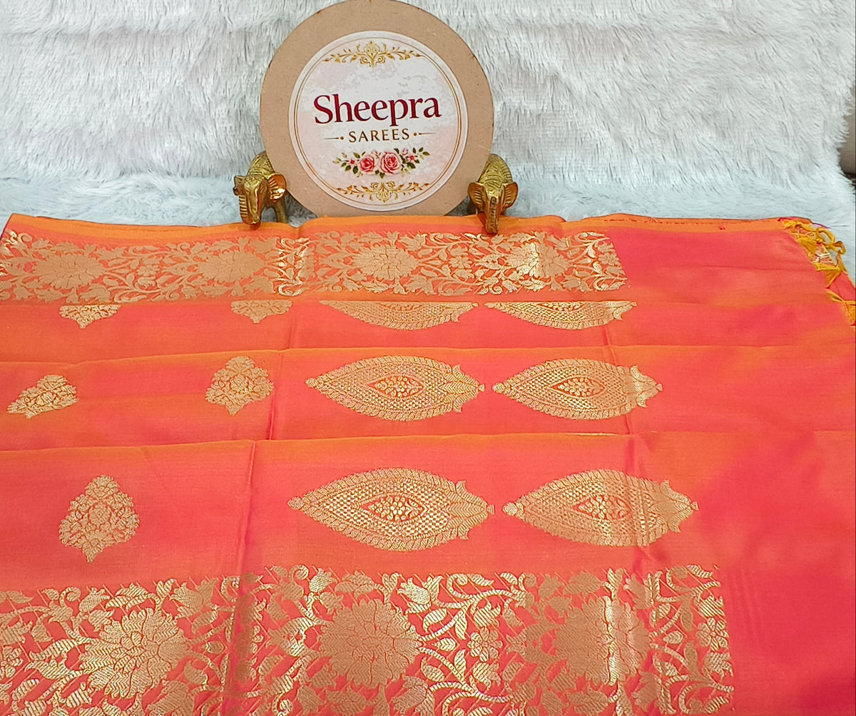 Peach Mashru Silk Saree
