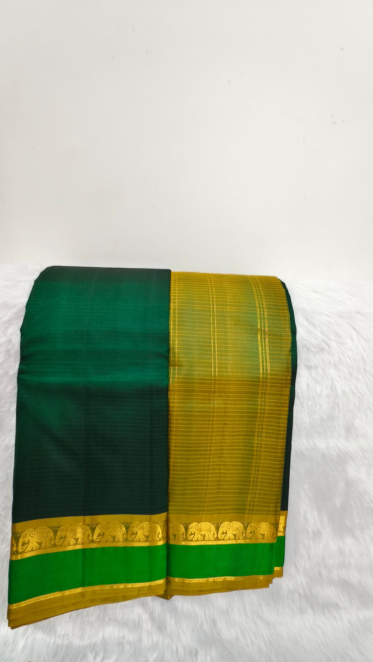 Dark Green Pure Kanchi Silk Saree