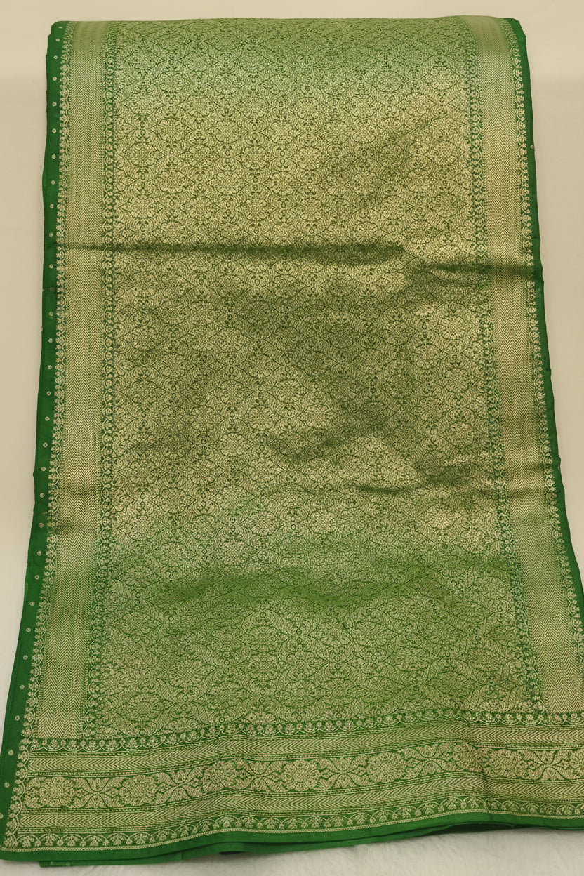 Green Banarasi Silk Saree with Golden buti