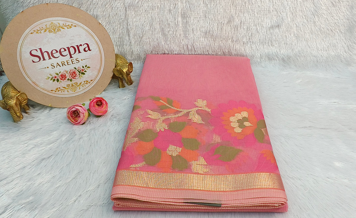 Pink Chanderi Silk Saree