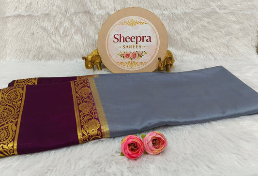 Gray Mysore Crape Silk Saree