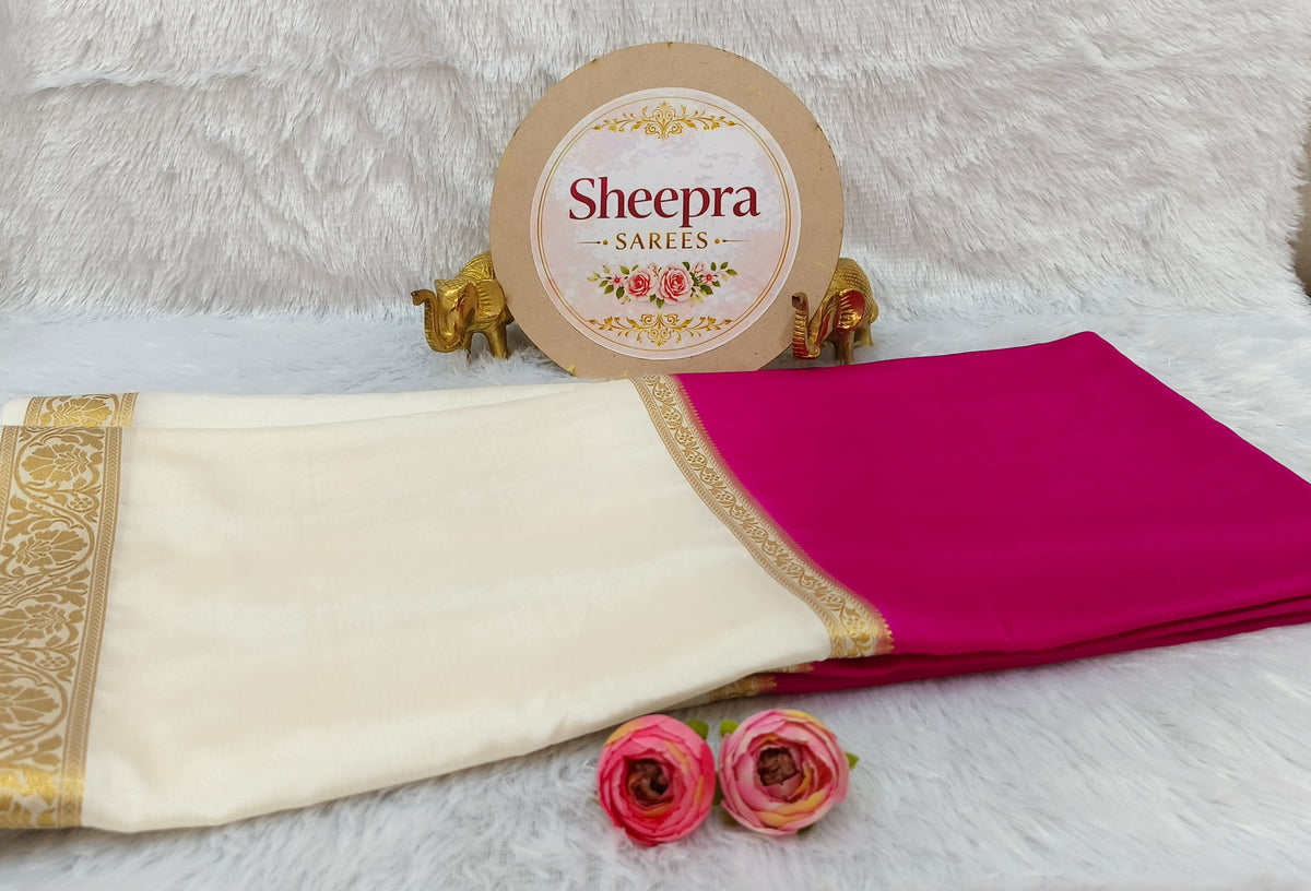 Pink Mysore crape silk Saree