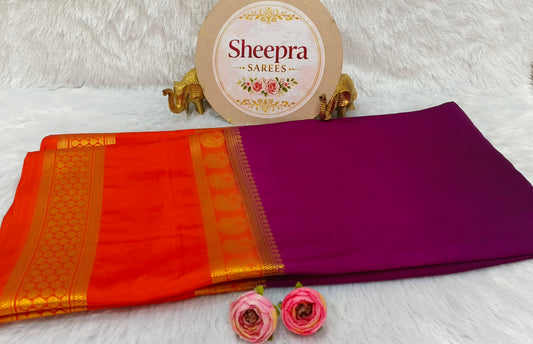 Magenta Mysore Crape Silk Saree