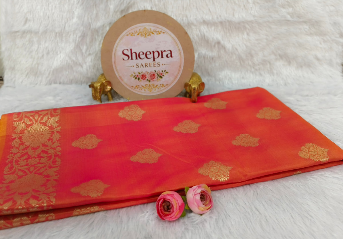 Peach Mashru Silk Saree