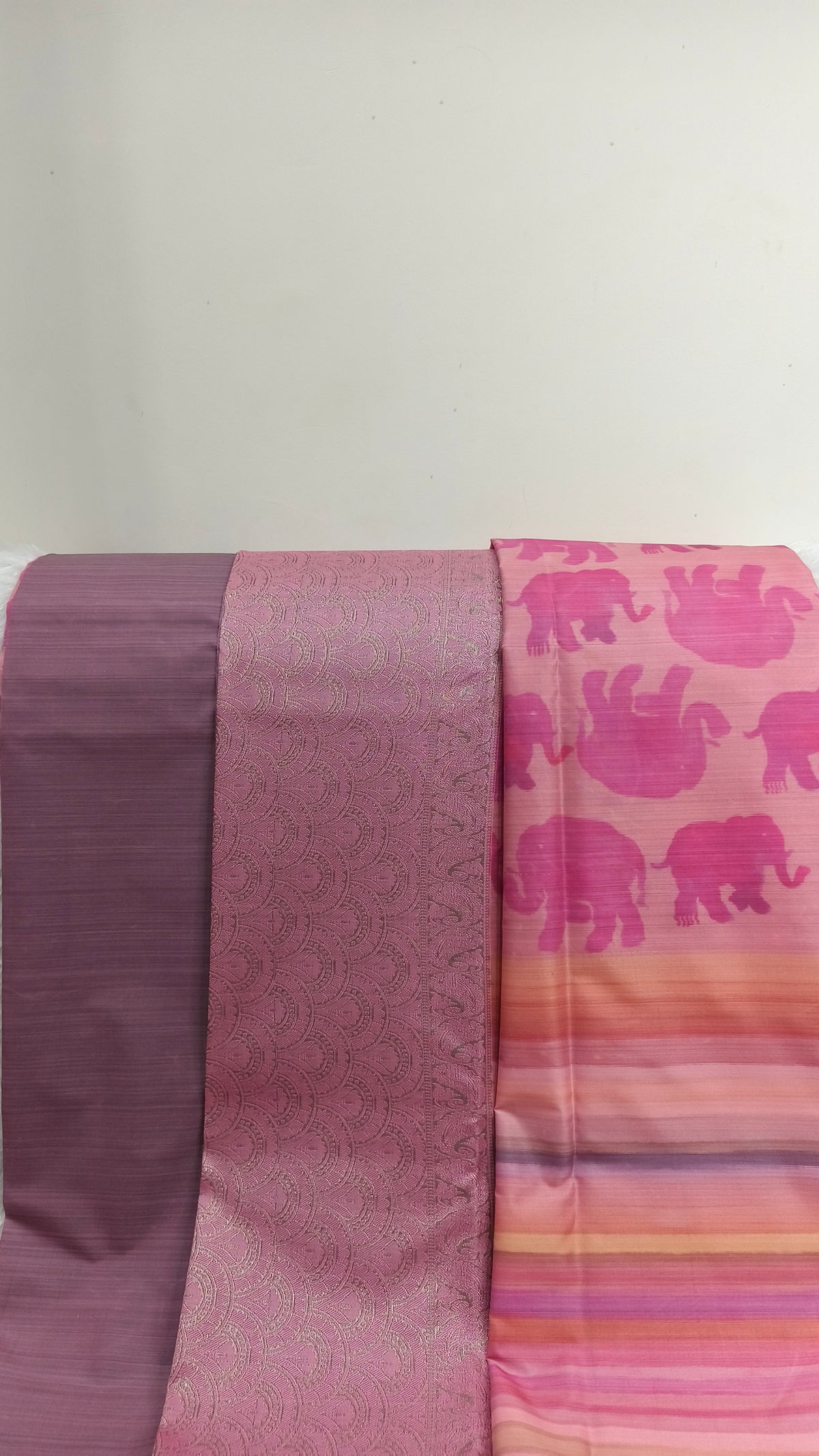 Baby Pink Digital Elephant Printed Pure Silk Saree