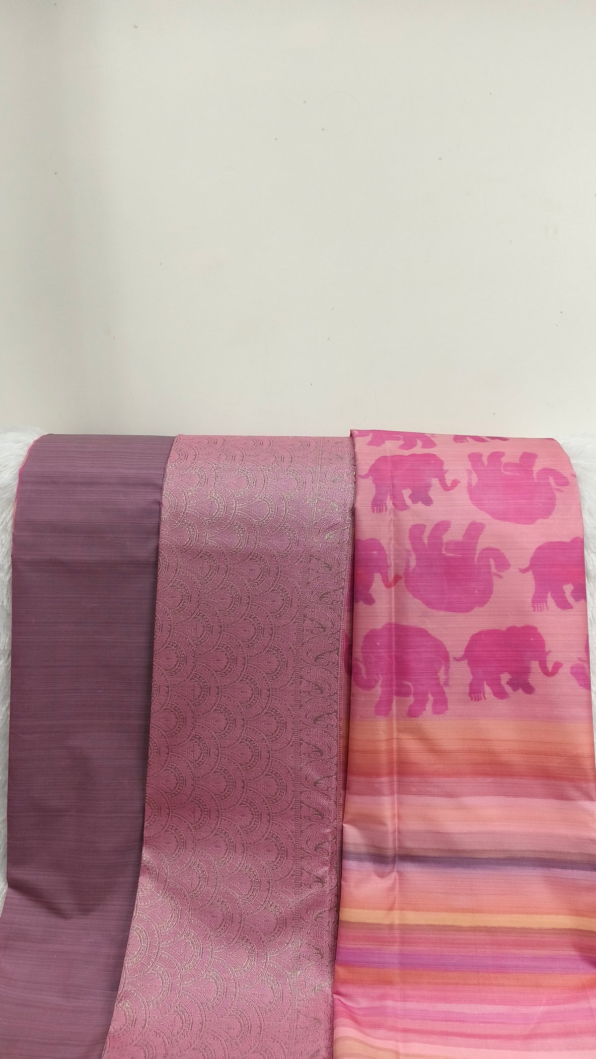 Baby Pink Digital Elephant Printed Pure Silk Saree
