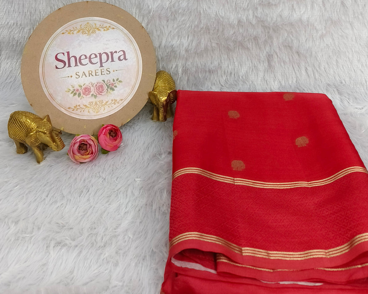 Red Mysore Silk Saree