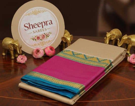 Cream Pure Kanchi Silk Saree