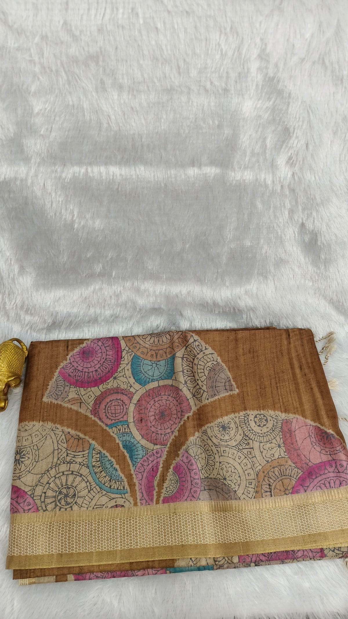 Light Brown Tussar Silk Saree