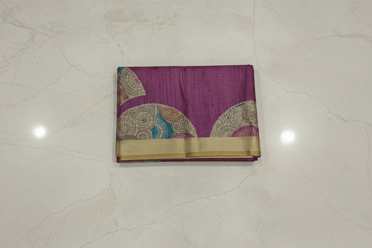 Pink Tussar Silk Saree