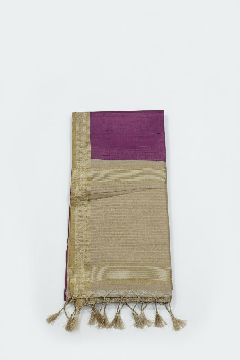 Pink Tussar Silk Saree