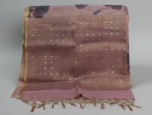 Pink Tissue Lightly Shimmered Digital print Saree