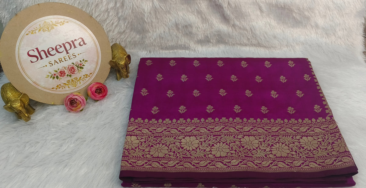 Magenta Pure Banarasi Silk Saree