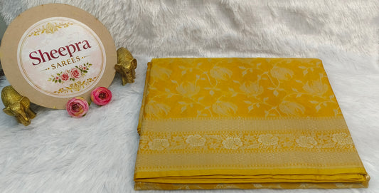 Golden Yellow Banarasi Silk Saree