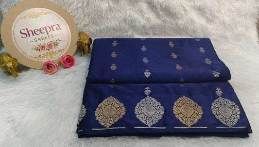 Navy Blue Katan Silk Saree