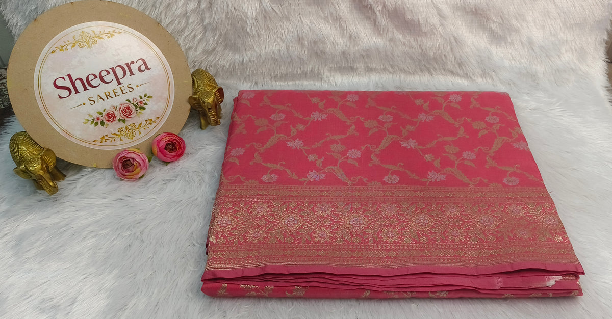 Banarasi onion Pink Saree