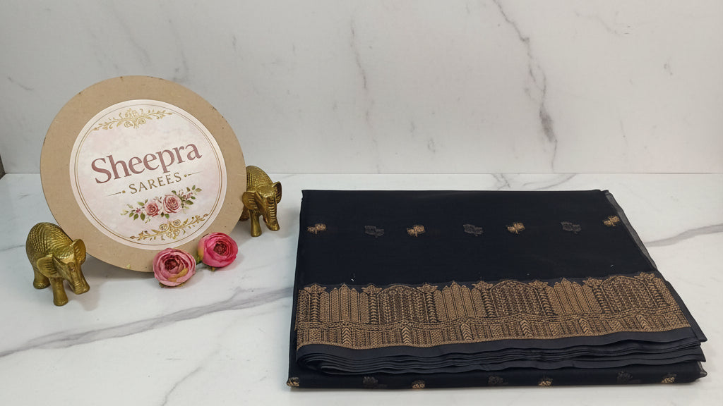 Black Pure Kora Organza Saree