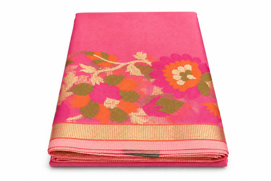 Pink Chanderi Silk Saree